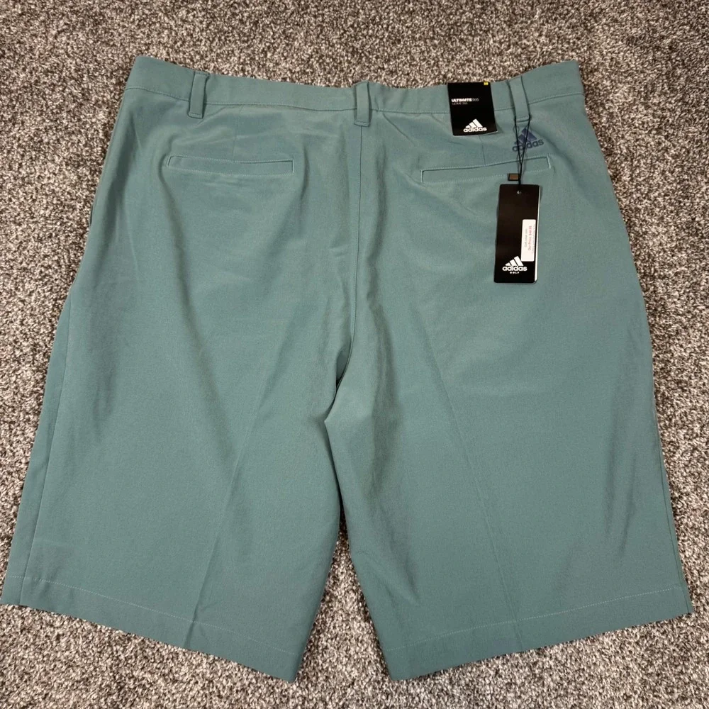 Adidas Mens ULT 365 Short Golf Shorts Size 38 Green Flat Front Chinos‎